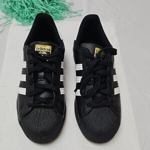 adidas Black with White Stripes Shell-Toe Sneakers